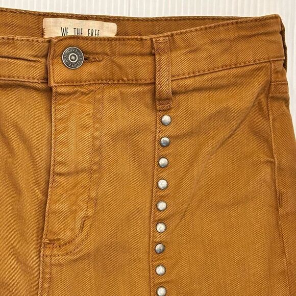 Free People We The Free Studded Boot Cut Jeans 24 X 32 Brown Boho Rockstar - Picture 8 of 9